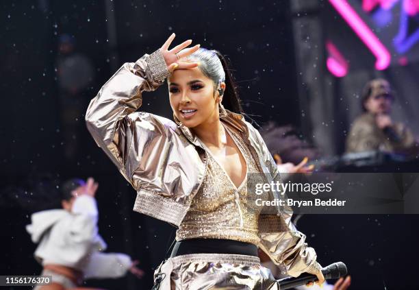 Becky G performs onstage during 2019 103.5 KTU KTUphoria presented by Pepsi at Northwell Health at Jones Beach Theater on June 15, 2019 in Wantagh,...