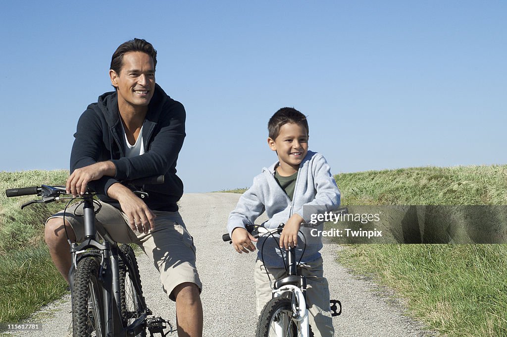 Father and son with their bikes