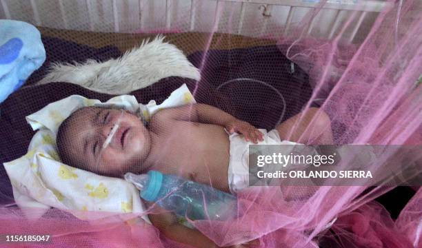 Baby presumed to be infected with dengue, which vector is the Aedes aegypti, is assisted in the Roberto Suazo Cordova Hospital, in La Paz...