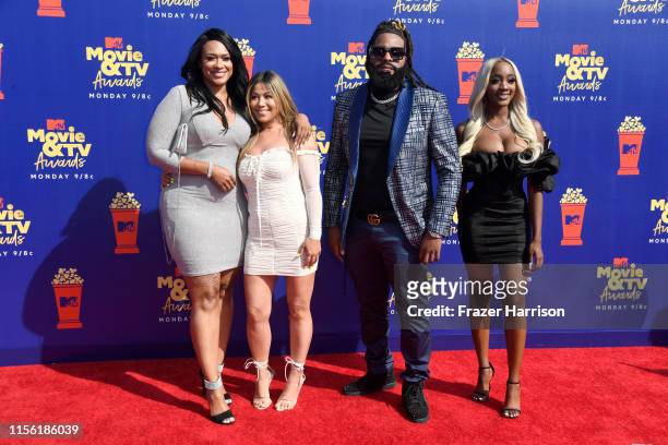 Lisa VanAllen, Lizzette Martinez, Roderick Gartell, and Faith Rodgers attend the 2019 MTV Movie and TV Awards at Barker Hangar on June 15, 2019 in...