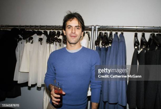 American fashion designer Marc Jacobs poses for a photo backstage at a fashion show in September 1997 in New York City, New York