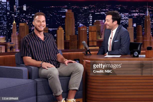 Episode 1092 -- Pictured: Basketball player Blake Griffin during an interview with host Jimmy Fallon on July 17, 2019 --