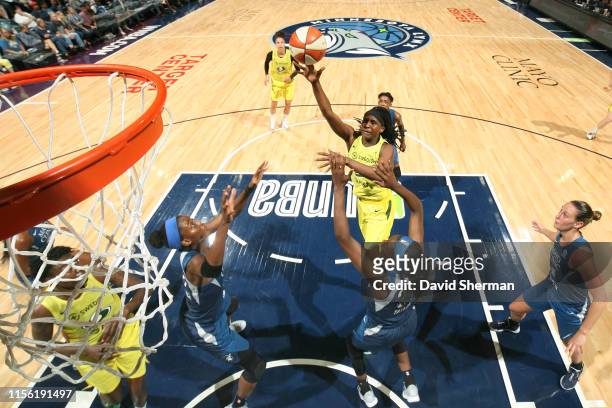 Crystal Langhorne of the Seattle Storm shoots the ball against the Minnesota Lynx on July 17, 2019 at the Target Center in Minneapolis, Minnesota...