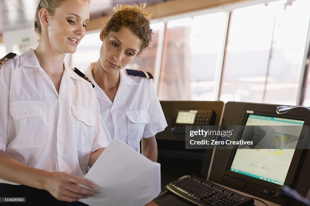 Female sailors doing their work
