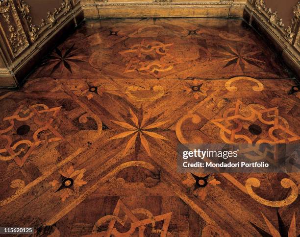 Italy; Piemonte; Turin; Royal Palace. Inside view Royal Palace Turin dining room floor parquet wood brown