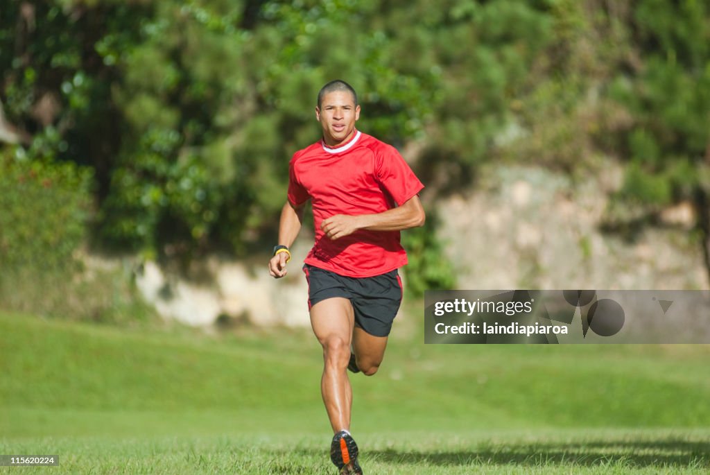 Hispanic man running