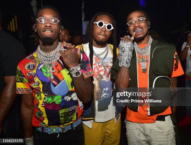 Offset, Takeoff and Quavo of the group Migos attend Hot 107.9 Birthday Bash 2019 at State Farm Arena on June 15, 2019 in Atlanta, Georgia.