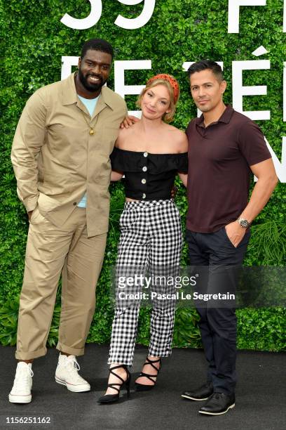 Stephen Hill, Perdita Weeks and Jay Hernandez from the TV series "Magnum P.I." attend the 59th Monte Carlo TV Festival : Day Three on June 16, 2019...