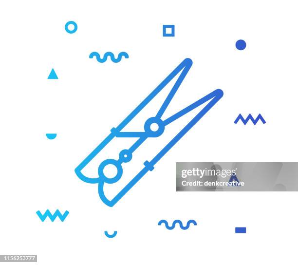 currency peg line style icon design - clothespin string stock illustrations