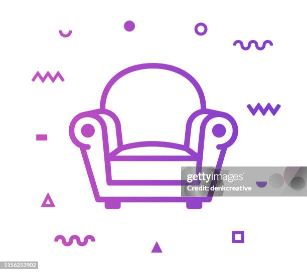 stockillustraties, clipart, cartoons en iconen met sofa line stijl icon design - armstoel