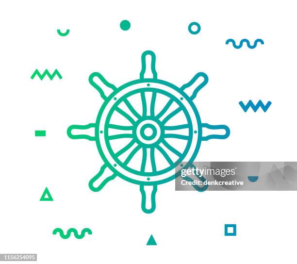 sailing line style icon design - rudder stock illustrations