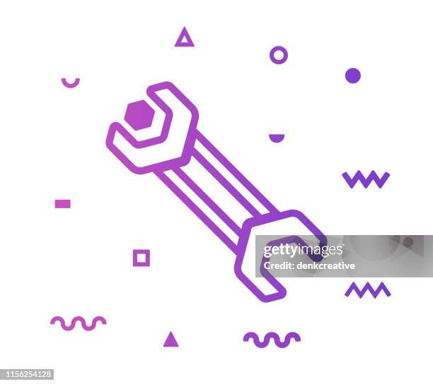 technical solution line style icon design - computer engineer isolated stock illustrations
