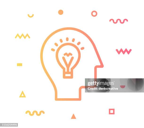 smart idea line style icon design - mind control stock illustrations