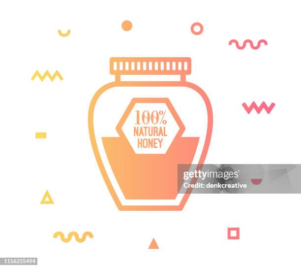 fresh honey line style icon design - sugar jar illustration stock illustrations