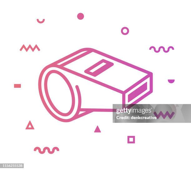 whistle line style icon design - blowing confetti stock illustrations