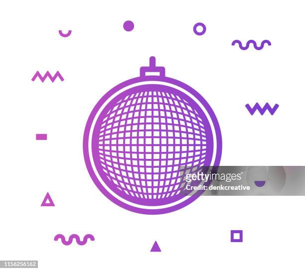 disco dancing line style icon design - disco ball stock-grafiken, -clipart, -cartoons und -symbole