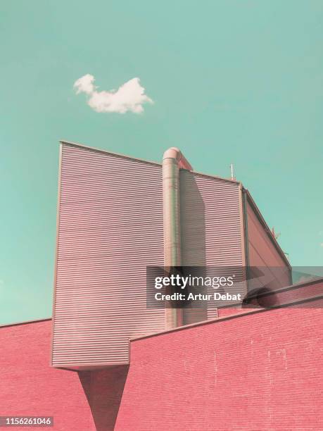 surreal minimal architecture with geometric volumes and psychedelic colors. - geometric building stock pictures, royalty-free photos & images