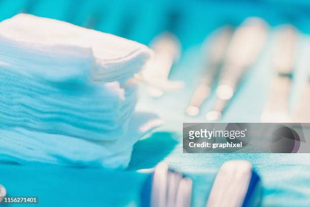 gauze and surgical instruments - gauze stock pictures, royalty-free photos & images