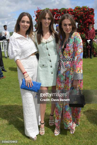 Lady Eliza Manners, Lady Alice Manners and Lady Violet Manners attend The Cartier Queen's Cup Polo Final 2019 on June 16, 2019 in Windsor, England.