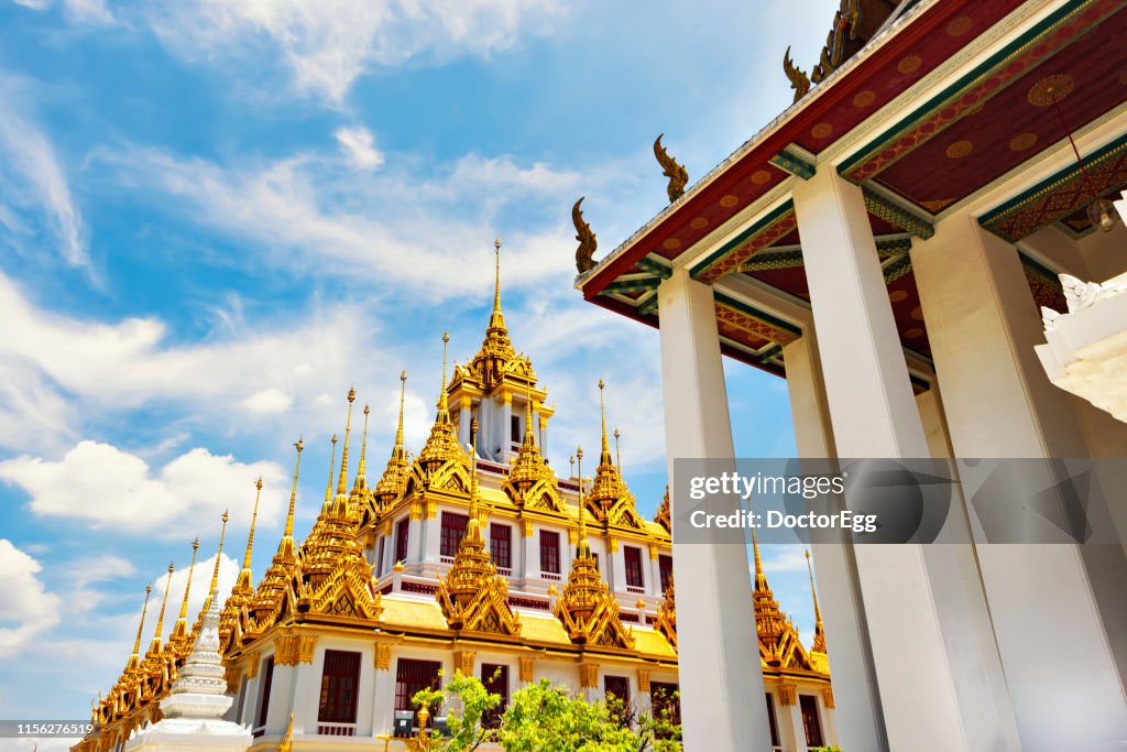 Golden Metal Castle, Loha Prasat of Wat Ratchanadda Temple,Landmark of Bangkok, Thailand