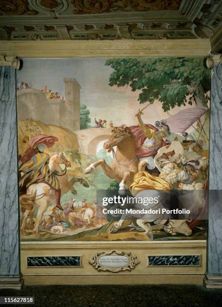 Italy, Veneto, Battaglia Terme, Padua, Villa Selvatico Emo Capodilista. Whole artwork. Episode victory of Antenor over Valens King of the Illyrians...