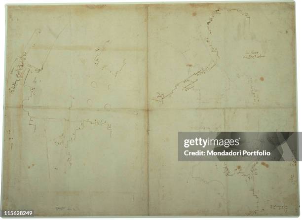 Italy, Tuscany, Florence, Uffizi Gallery, Drawings and Prints Cabinet. Whole artwork. Sheet verso drawing autograph notes choir; chancel after...