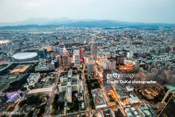 night view of taipei skyline - taipeh stock pictures, royalty-free photos & images