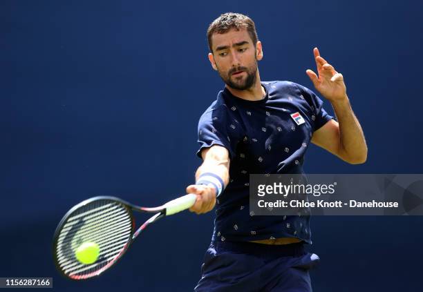 Marin Cilic of Croatia during a practice session prior to the Fever-Tree Championships at Queens Club on June 16, 2019 in London, United Kingdom.