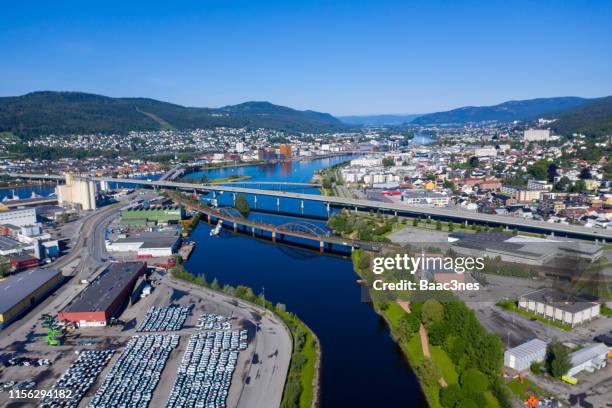 aerial view of drammen city, norway - østfold stock pictures, royalty-free photos & images