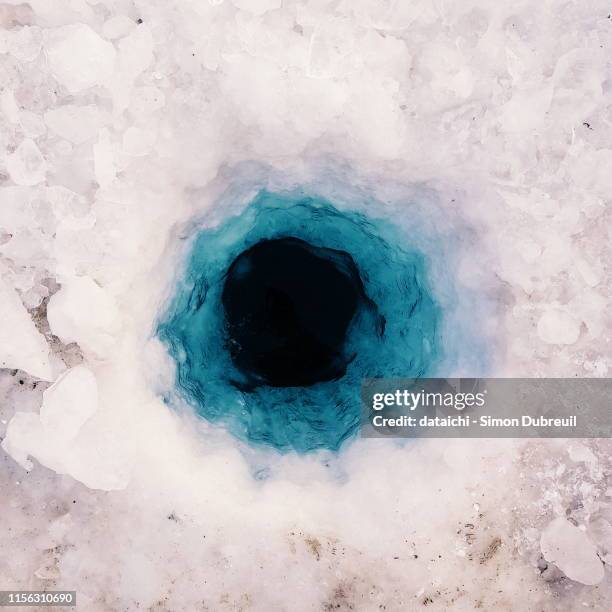 hole on the ice lake baikal to get water - deep hole stock pictures, royalty-free photos & images