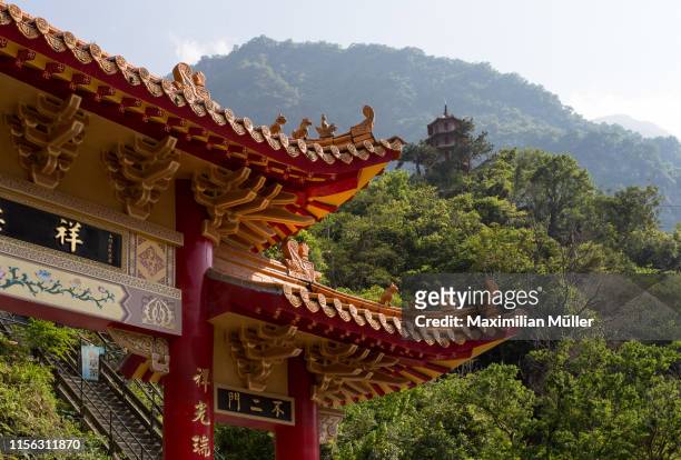 gate to xiangde temple, tianxiang, taroko national park, hualien county, taiwan - taroko gorge national park stock pictures, royalty-free photos & images