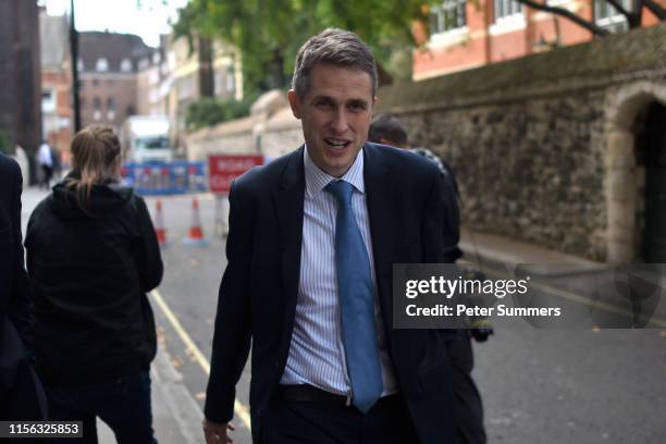 Conservative politician Gavin Williamson is seen leaving Boris Johnson's campaign headquarters on July 18, 2019 in London, England. Earlier today,...