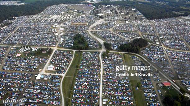 An aerial view of the 2019 Bonnaroo Arts And Music Festival on June 15, 2019 in Manchester, Tennessee.