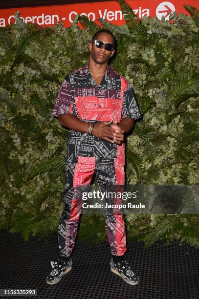 Victor Cruz attends the Palm Angels fashion show during the Milan Men's Fashion Week Spring/Summer 2020 on June 16, 2019 in Milan, Italy.