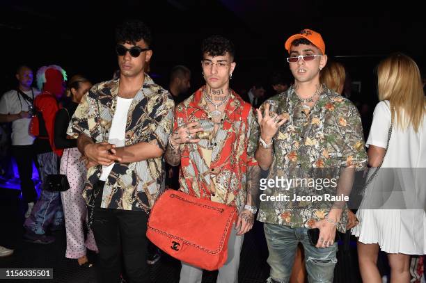 Dark Polo Gang attends the Palm Angels fashion show during the Milan Men's Fashion Week Spring/Summer 2020 on June 16, 2019 in Milan, Italy.