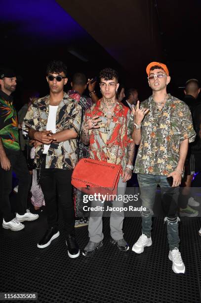Dark Polo Gang attends the Palm Angels fashion show during the Milan Men's Fashion Week Spring/Summer 2020 on June 16, 2019 in Milan, Italy.