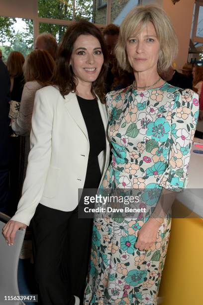 Nigella Lawson and Nicola Formby attend The Sunday Times AA Gill Award for emerging food critics at The River Cafe on June 16, 2019 in London,...
