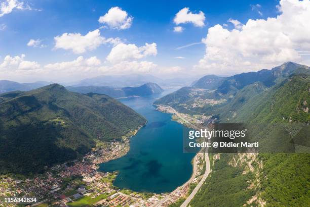 lake lugano aerial  in ticino, switzerland - mendrisio stock pictures, royalty-free photos & images
