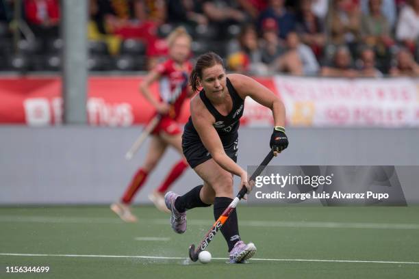 Ella Gunson of New Zealand in action during the Women's FIH Field Hockey Pro League match between Belgium and New Zealand at Wilrijske Plein on June...