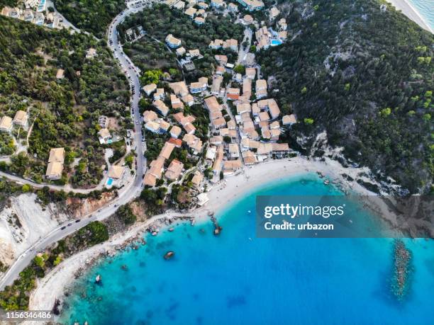 beautiful lefkada view from air - levkas stock pictures, royalty-free photos & images