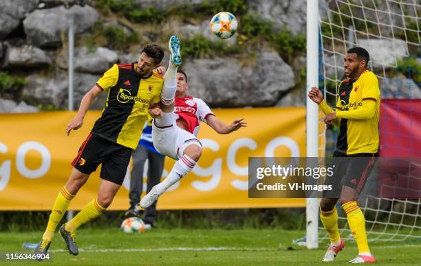 Sebastian Prodl of Watford FC, Razvan Marin of Ajax during the Pre-season Friendly match between Ajax and Watford FC at Saalfelden Arena on July 18,...