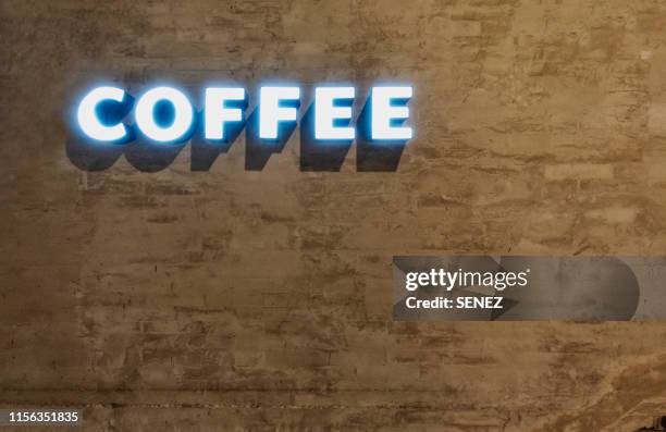 wall background. "cafe" text. - bar wall stock pictures, royalty-free photos & images