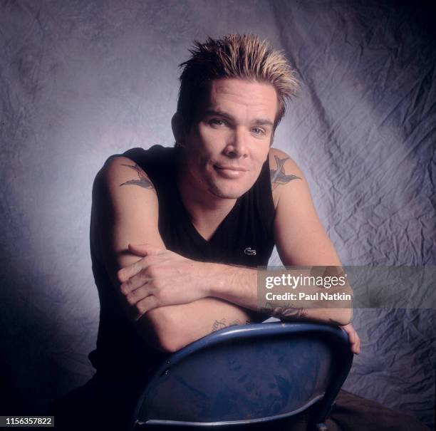 Portrait of American Pop and Rock musician Mark McGrath, of the group Sugar Ray, as he poses backstage at the Odeum, Villa Park, Illinois, September...