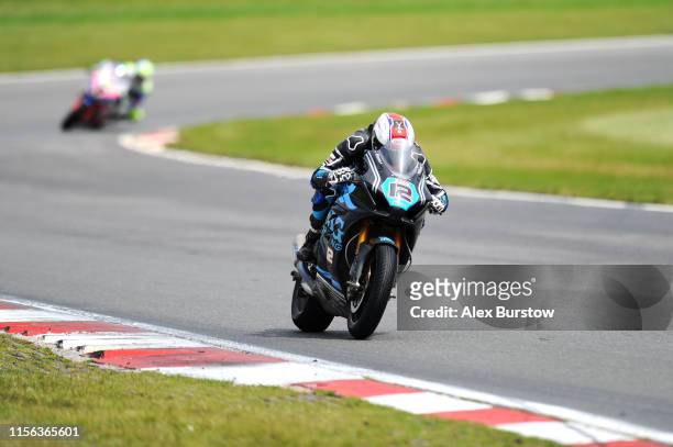 Luke Mossey of Great Britain in action during Race One of the British Superbike Championship at Brands Hatch on June 16, 2019 in Longfield, England.