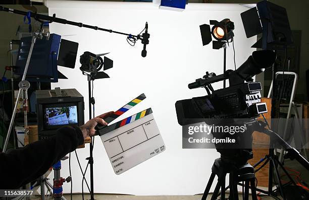 studio setup 2 with slate - stage crew stock pictures, royalty-free photos & images