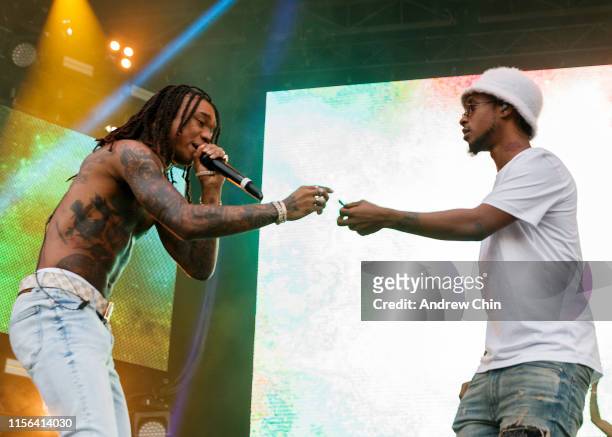 Swae Lee and Slim Jxmmi of hip hop duo Rae Sremmurd perform onstage during Breakout Festival 2019 at PNE Amphitheatre on June 16, 2019 in Vancouver,...
