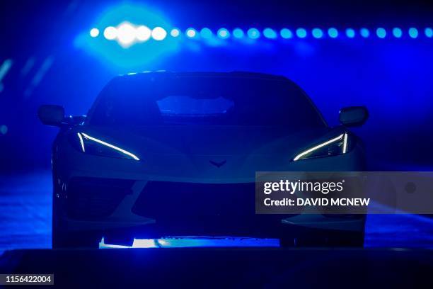 The new mid-engine 2020 Corvette Stingray is seen at the Next Generation Corvette Reveal event in Irvine, California on July 18, 2019.