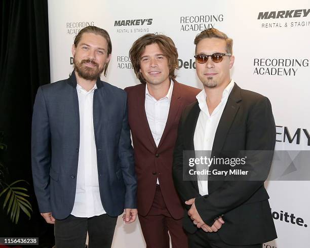 Zac Hanson, Taylor Hanson and Isaac Hanson of Hanson attend the Texas Chapter of the Recording Academy's 25th Anniversary Gala at ACL Live on July...