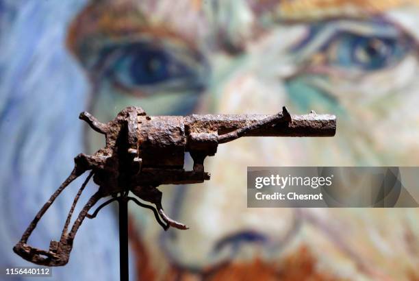 The gun believed to be used by Dutch painter Vincent Van Gogh to shoot himself in Auvers-sur-Oise is displayed by Drouot auction house on June 17,...