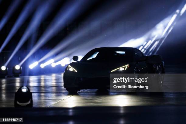 The General Motors Co. 2020 Chevrolet Corvette Stingray sports car is unveiled during an event in Tustin, California, U.S., on Thursday, July 18,...